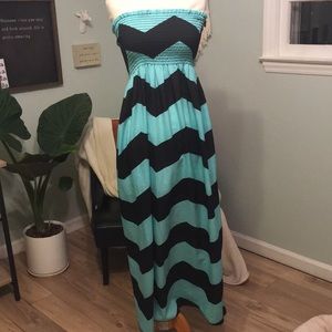 Strapless chevron maxi dress